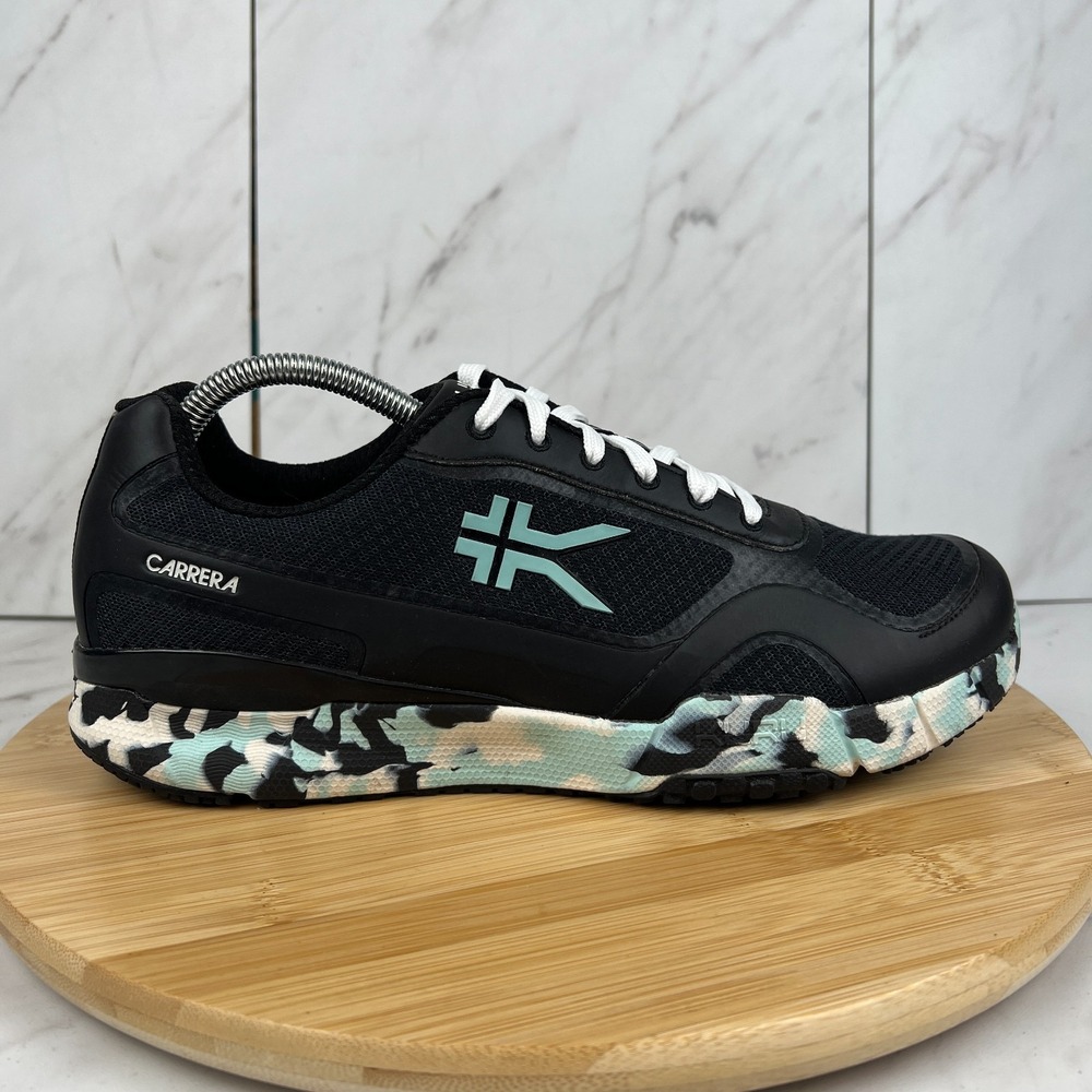 Kuru Carrera Womens Size 10.5 Black Blue Camo Athletic Running Shoes 180718